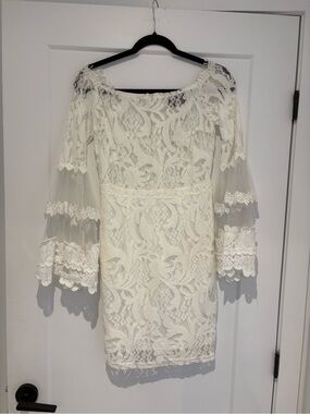 Boho Chic Lace Bell-Sleeve Mini Dress